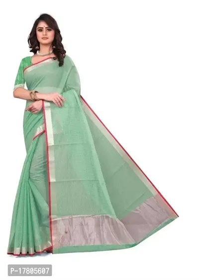 Women Stylish Cotton Silk Solid Saree with Blouse piece-thumb0