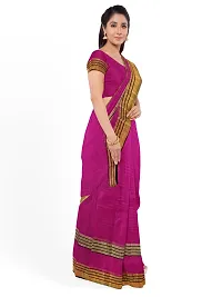 Stylish Pink Cotton Silk Solid Saree with Blouse piece For Women-thumb3