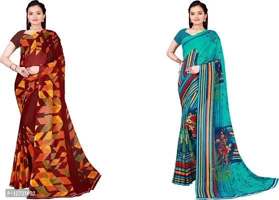 Stylish Fancy Georgette Saree With Blouse Piece For Women Pack Of 2