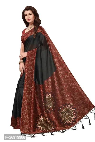 Elegant Art Silk Printed Women Saree with Blouse piece-thumb0