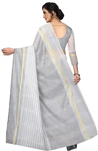 Women Stylish Cotton Silk Striped Saree with Blouse piece-thumb1