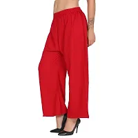 Stunning Red Crepe Solid Palazzo For Women-thumb3