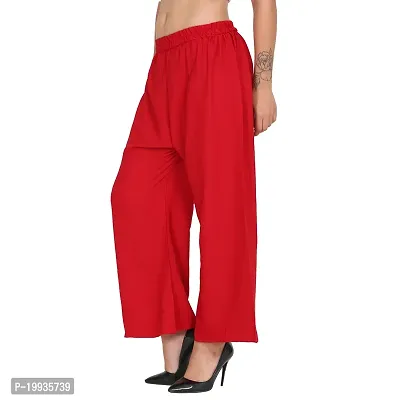 Stunning Red Crepe Solid Palazzo For Women-thumb4