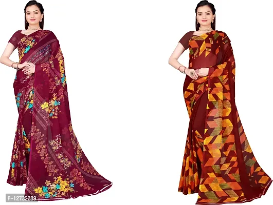 Stylish Fancy Georgette Saree With Blouse Piece For Women Pack Of 2