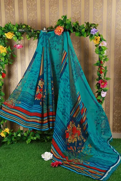 Daily Wear Georgette Printed Sarees with Blouse piece