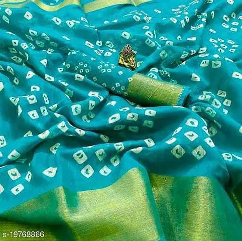 Trendy Cotton Printed Zari Border Sarees