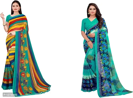 Stylish Fancy Georgette Saree With Blouse Piece For Women Pack Of 2