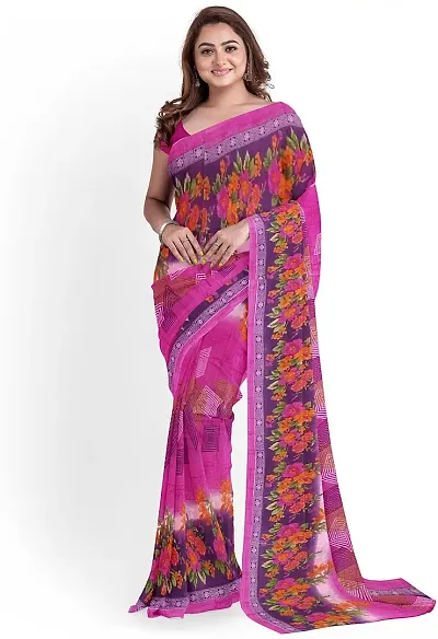 Women Stylish Georgette Saree with Blouse piece