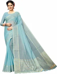 Women Stylish Art Silk Solid Saree with Blouse piece-thumb2