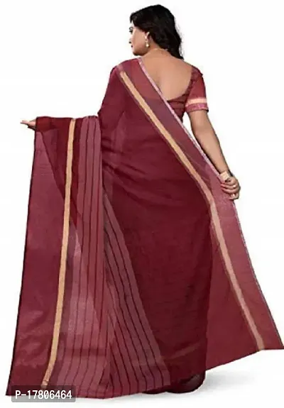 Women Stylish Cotton Silk Striped Saree with Blouse piece-thumb2