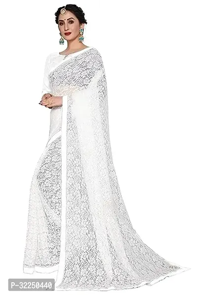 Stylish White Cotton Silk Solid Saree with Blouse piece For Women-thumb0