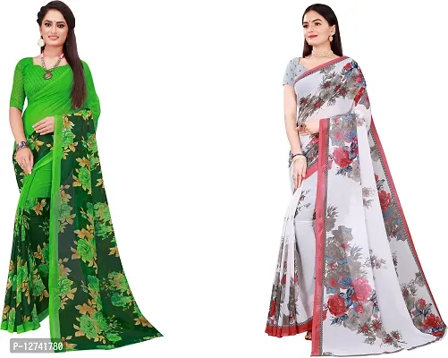 Stylish Fancy Georgette Saree With Blouse Piece For Women Pack Of 2