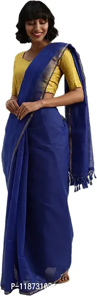 Stylish Fancy Cotton Blend Saree With Blouse Piece For Women Pack Of 1-thumb3