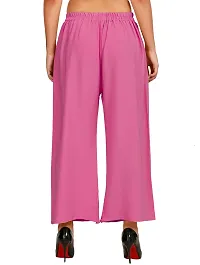Stunning Pink Crepe Solid Palazzo For Women-thumb2