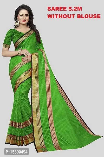 Women  Cotton Silk Striped Daily Wear Saree Without Blouse-thumb0