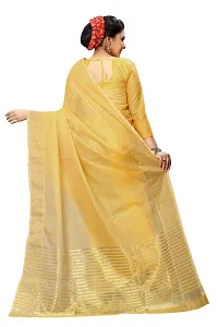 Stylish Yellow Cotton Silk Solid Saree with Blouse piece For Women-thumb2