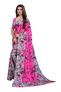 Elegant Georgette Printed Women Saree with Blouse piece-thumb1