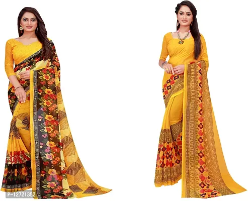 Stylish Fancy Georgette Saree With Blouse Piece For Women Pack Of 2-thumb0