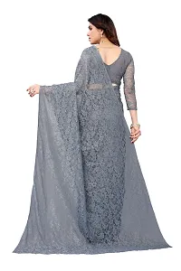 Stylish Grey Cotton Silk Solid Saree with Blouse piece For Women-thumb3