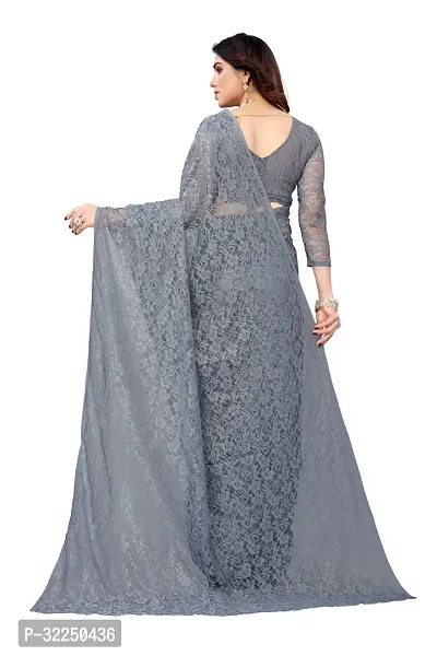 Stylish Grey Cotton Silk Solid Saree with Blouse piece For Women-thumb4