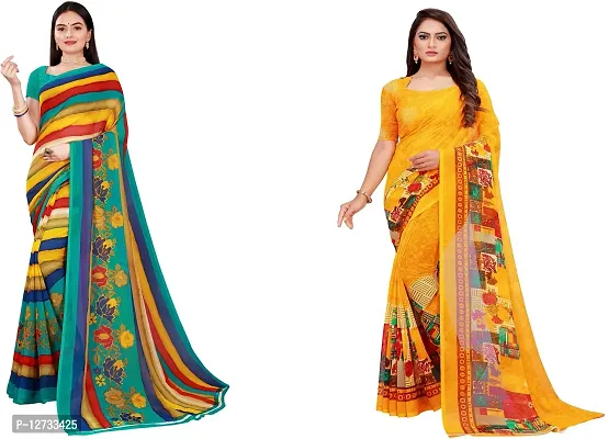 Stylish Fancy Georgette Saree With Blouse Piece For Women Pack Of 2