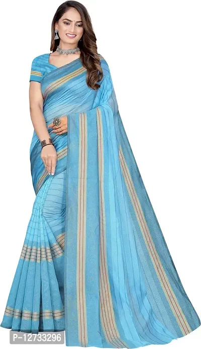 Stylish Fancy Cotton Silk Saree With Blouse Piece For Women Pack Of 1