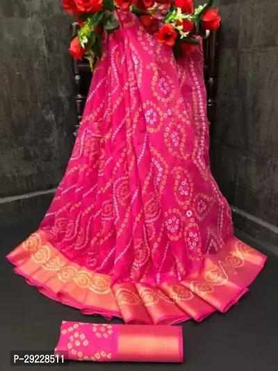 Stylish Cotton Silk Pink  Saree with Blouse piece For Women-thumb0