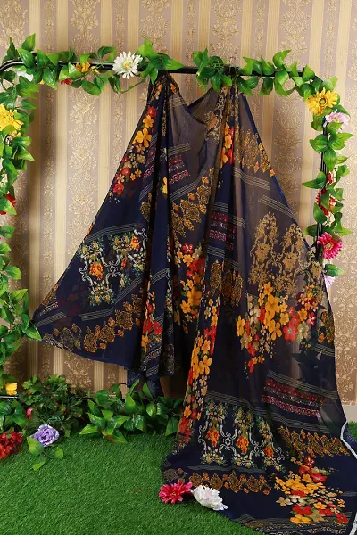 Daily Wear Georgette Printed Sarees With Blouse Piece