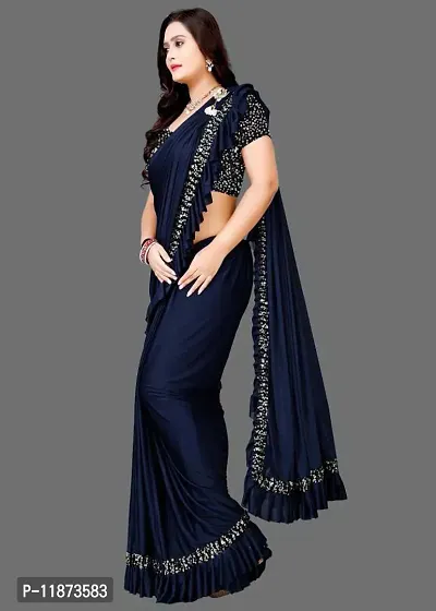 Stylish Fancy Lycra Saree With Blouse Piece For Women Pack Of 1-thumb4