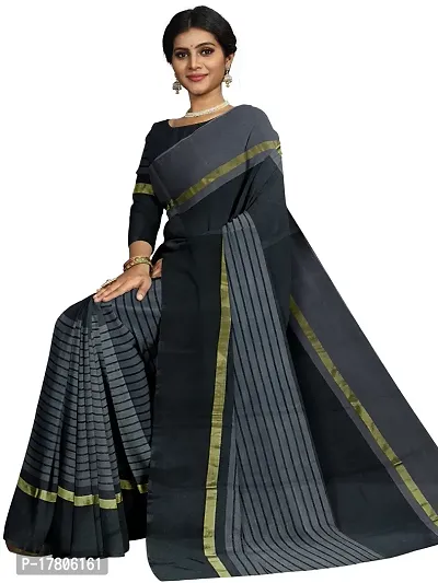 Women Stylish Cotton Silk Striped Saree with Blouse piece-thumb0