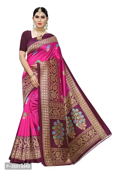 Elegant Art Silk Printed Women Saree with Blouse piece-thumb0