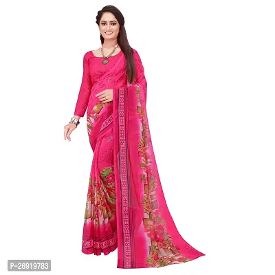 Elegant Georgette Printed Women Saree with Blouse piece-thumb0