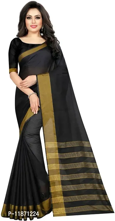 Stylish Fancy Cotton Silk Saree With Blouse Piece For Women Pack Of 1-thumb0