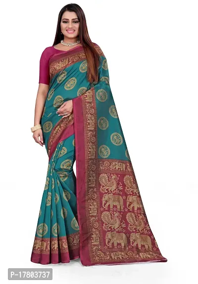 Women Stylish Art Silk Printed Saree with Blouse piece-thumb0