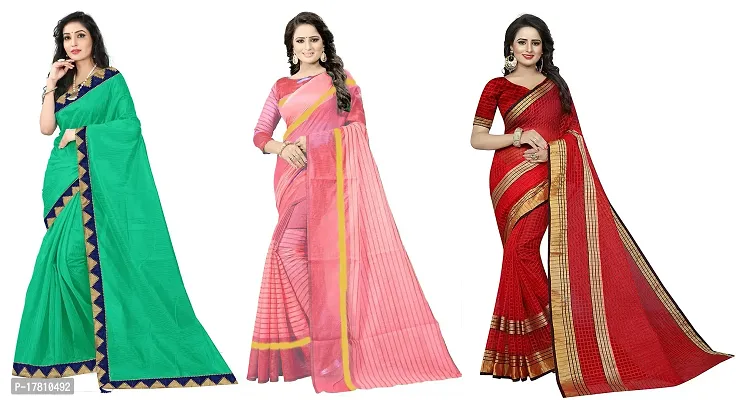 Women Stylish Art Silk Solid Saree with Blouse piece