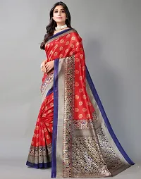 Stylish Red Art Silk Printed Saree With Blouse Piece For Women-thumb2