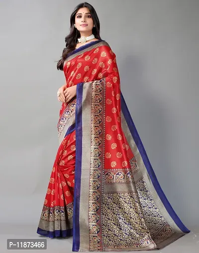 Stylish Red Art Silk Printed Saree With Blouse Piece For Women-thumb3