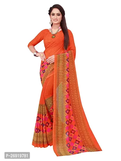 Elegant Georgette Printed Women Saree with Blouse piece