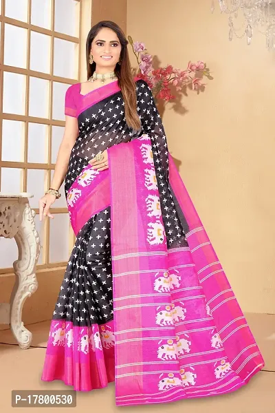 Women Stylish Art Silk Printed Saree with Blouse piece-thumb0