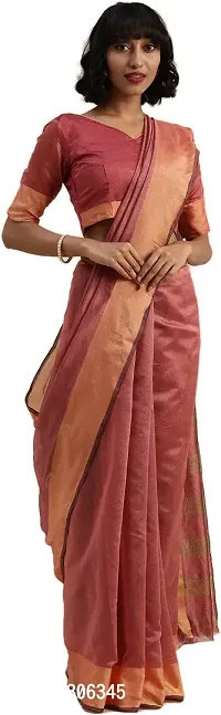 Women Stylish Art Silk Solid Saree with Blouse piece