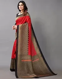 Stylish Red Cotton Silk Printed Saree with Blouse piece For Women-thumb1