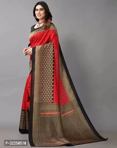 Stylish Red Cotton Silk Printed Saree with Blouse piece For Women-thumb2