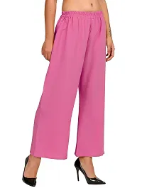 Stunning Pink Crepe Solid Palazzo For Women-thumb3