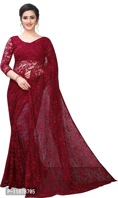 Stylish Fancy Net Saree With Blouse Piece For Women Pack Of 1-thumb0