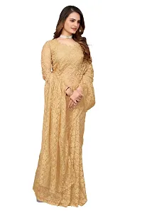 Stylish Beige Cotton Silk Solid Saree with Blouse piece For Women-thumb2