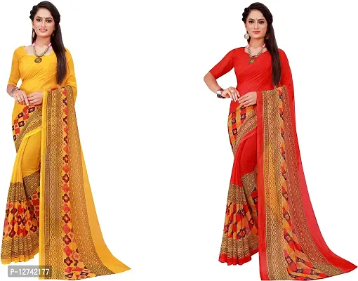 Stylish Fancy Georgette Saree With Blouse Piece For Women Pack Of 2-thumb0