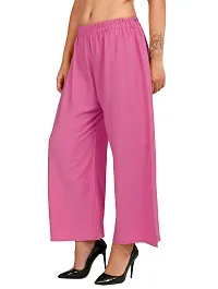 Stunning Pink Crepe Solid Palazzo For Women-thumb4