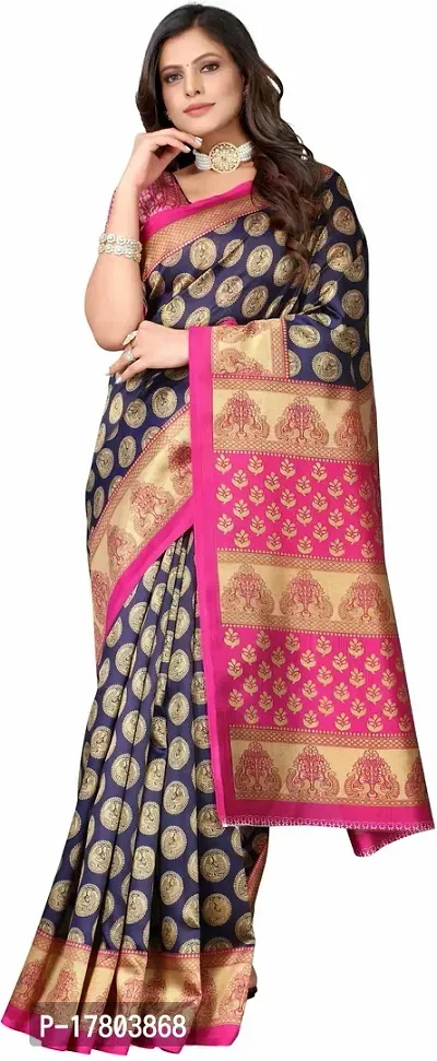 Women Stylish Net Printed Saree with Blouse piece-thumb2