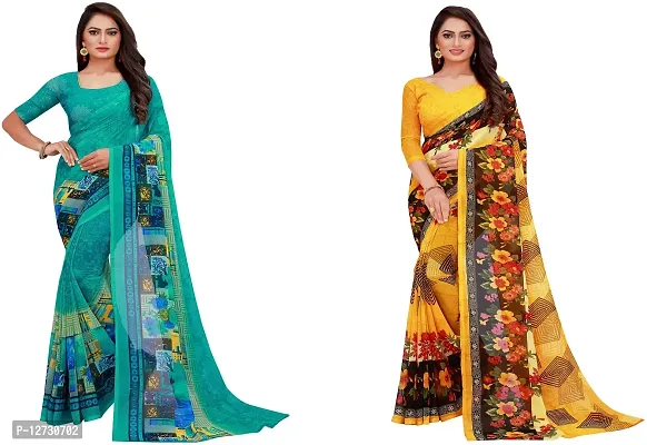 Stylish Fancy Georgette Saree With Blouse Piece For Women Pack Of 2