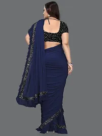 Stylish Net Solid Saree With Blouse Piece For Women-thumb2